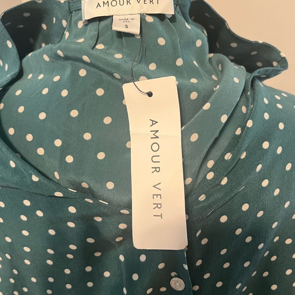 Amour Vert Teal Polka Dot Blouse - Picture 2 of 3
